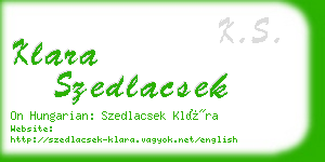 klara szedlacsek business card